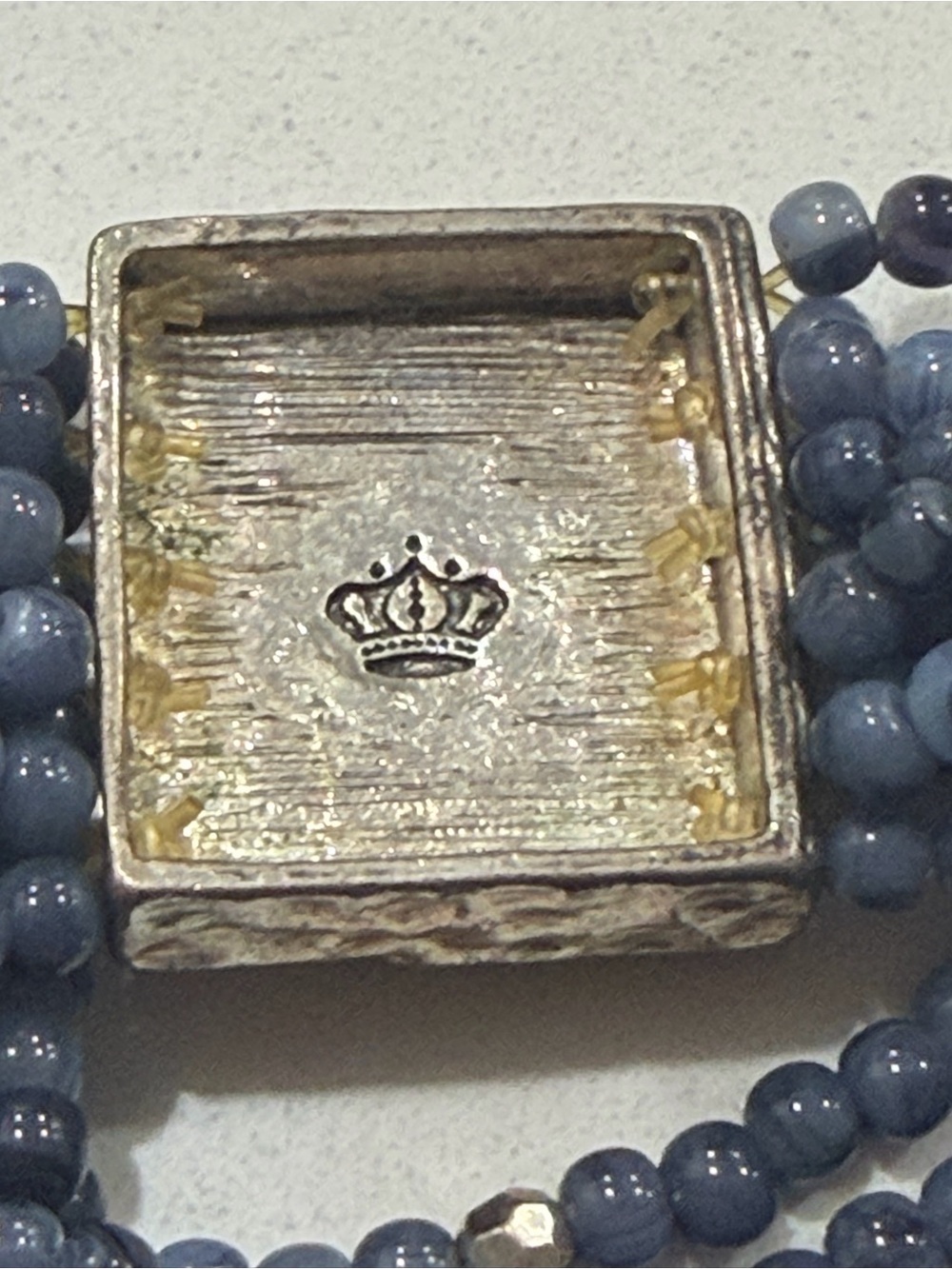 Blue Beaded Multi-Strand Bracelet with Silver Clasp - Picture 3 of 4